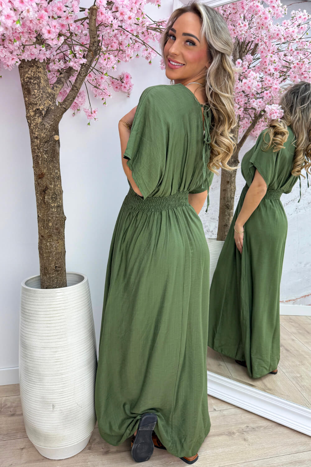Verona elastic maxi dress - Army