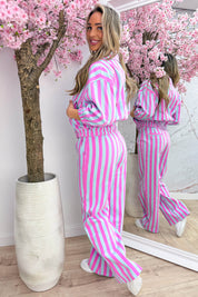 Striped denim jacket - Sky blue