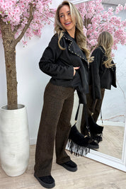 Cowgirl studded suede look jacket - Zwart