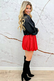 Falda de paillet de brillo brillante - rojo