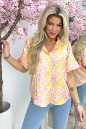 Wrapped in flowers blouse - Lollypop roze