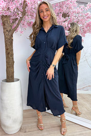 Draped bow dress - Navy