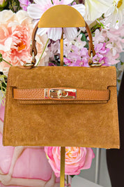 Suede inspired bag (Echt leer!) - Cognac