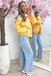 Leopard embleem vilt jacket - Geel