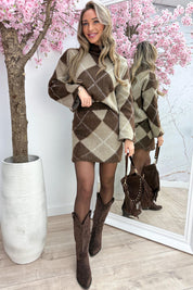 Cozy season checkered co-ord - Dk. taupe