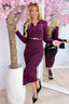 Bee mine ribbed dress (Incl. riem) - Bordeaux