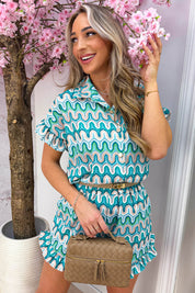 Beach waves ruffle co-ord - Mint
