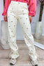 Silver hearts bow jeans - Beige