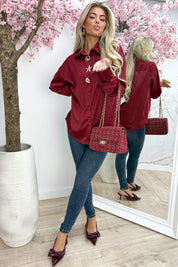 Golden party broches blouse - Bordeaux