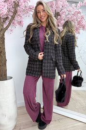 Oversized tweed blazer - Bordeaux