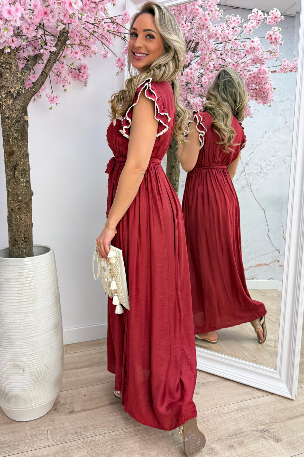 Palmtree maxi dress - Bordeaux