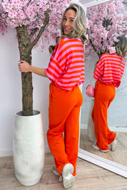 Travel stripe topje - Oranje