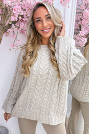Cable and cuddle trui - Taupe