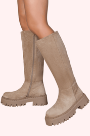 Suede look boots - Taupe