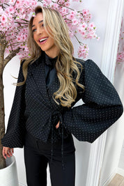 Diamond bow blazer - Zwart