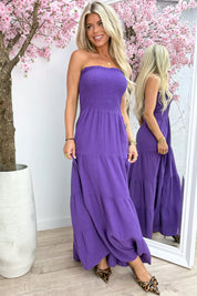 Robe en coton sans bretelles - violet