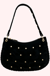 Suede studded bag (Echt leer) - Zwart