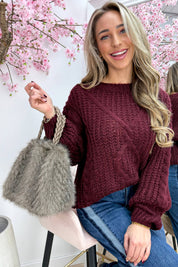 Feeling frosty cable trui - Bordeaux