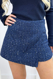 Happy tweed paillet skort - Navy