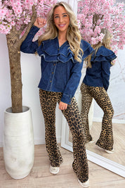 Blouse en jean à volants - Bleu jean