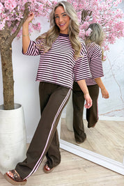 Bow stripe topje - Bruin