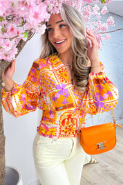 Vacation mood cropped topje - Oranje