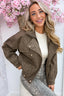 Bomber aspect daim So In - Marron