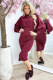 Ribbed midi dress - Bordeaux
