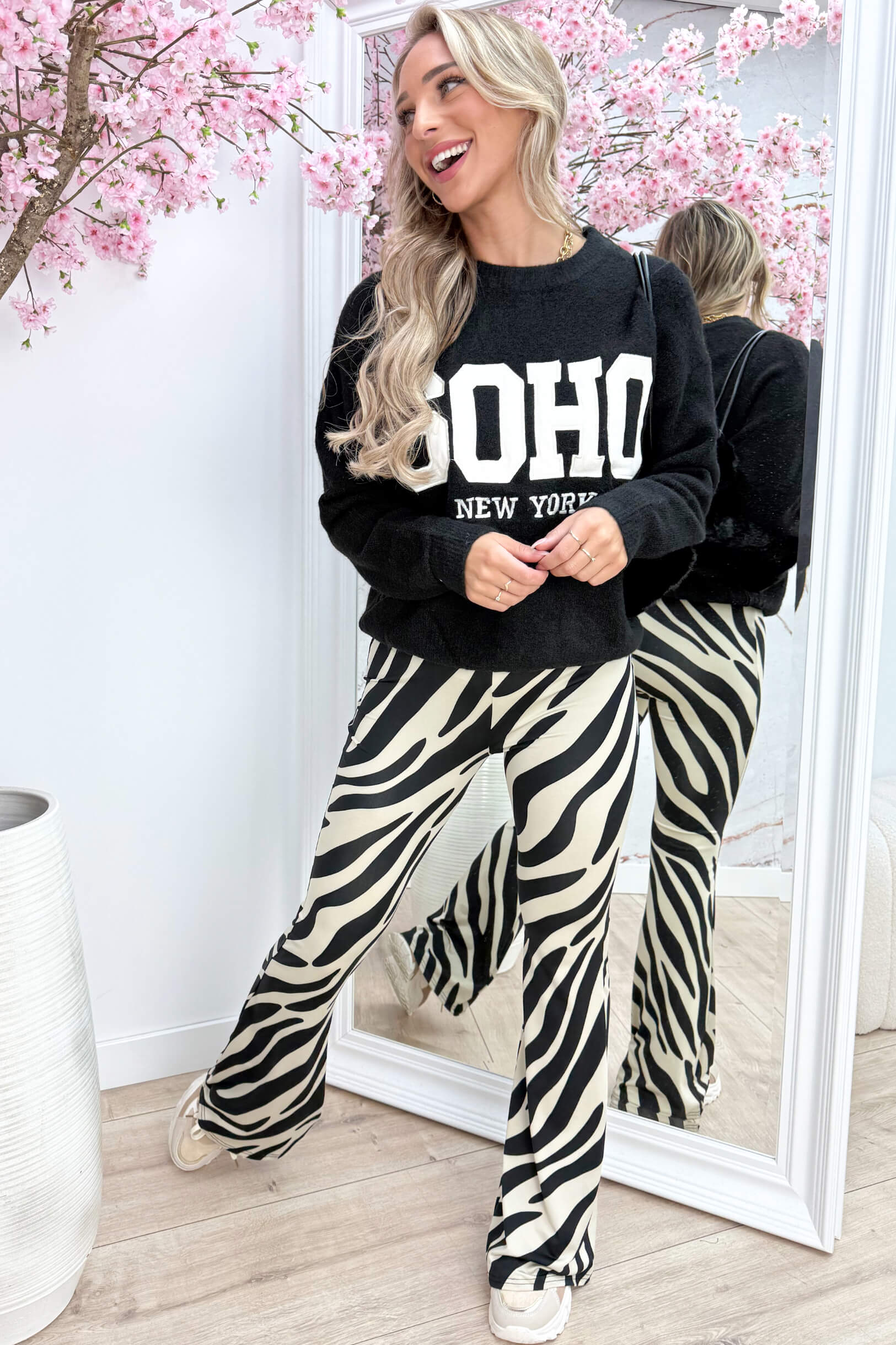 Soft knitted soho trui - Zwart