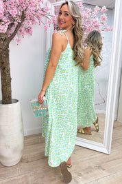 Leopard cotton maxi dress - Mint