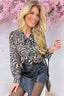Zebra romance bow topje - Zwart