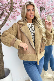 Veste en peluche à se blottir - Camel