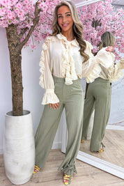Diamond dazzle ruffle blouse - Geel