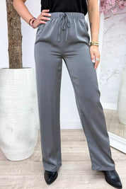 Glossy silky pants - Lt. grijs