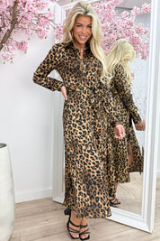 Leopard silky luxury dress - Taupe