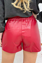 Leather Look Short - Bordeaux
