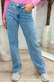 Silver hearts straight leg jeans - Jeans blue