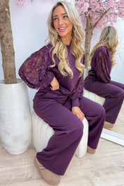 Flowers with a little sparkle comfy co-ord - Berry purple