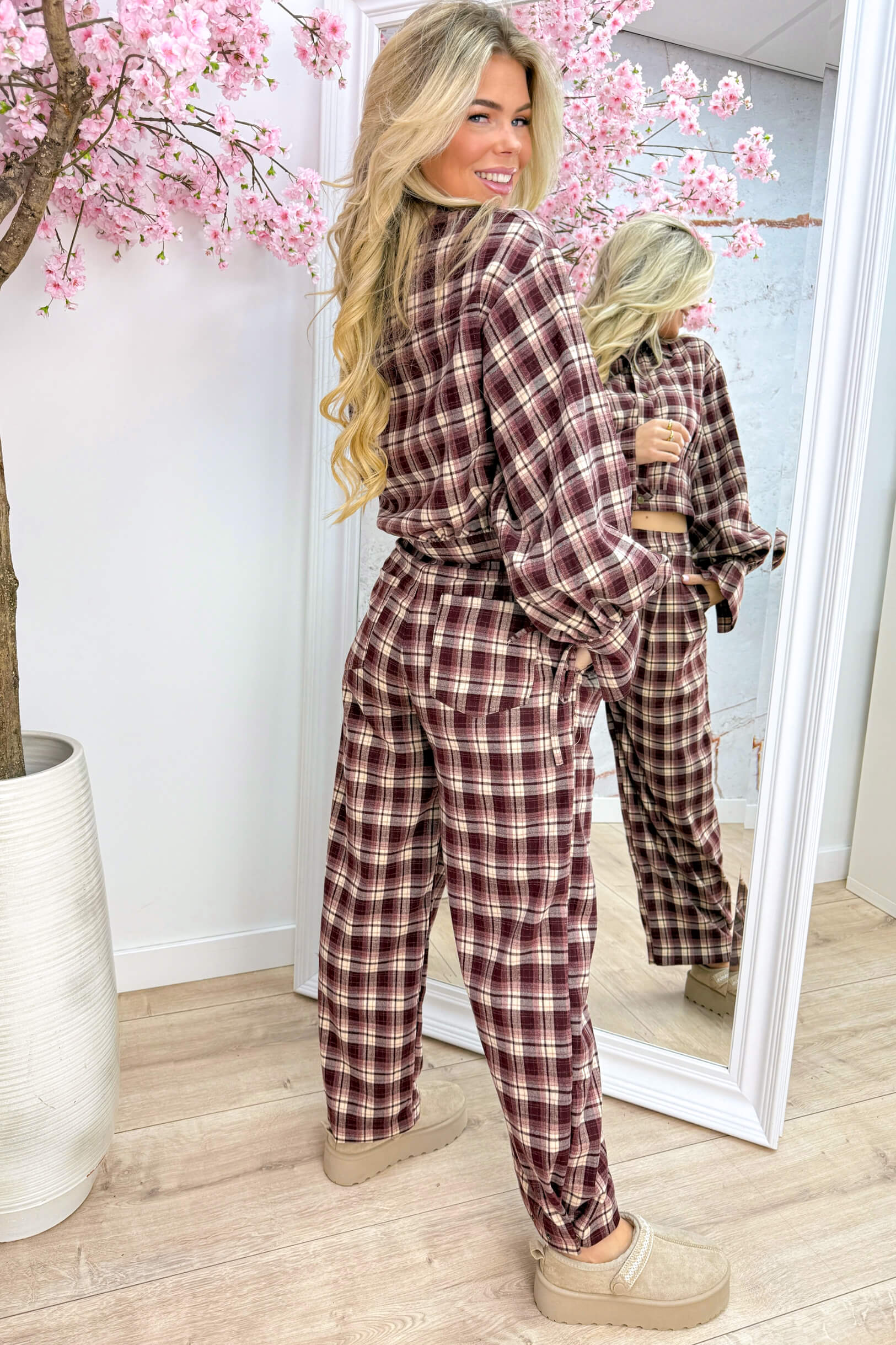 Check it twice bow blouse - Bordeaux