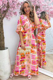 Vacation mood maxi split dress - Fuchsia