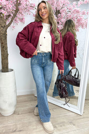Autumn feelings suede look bomber - Bordeaux