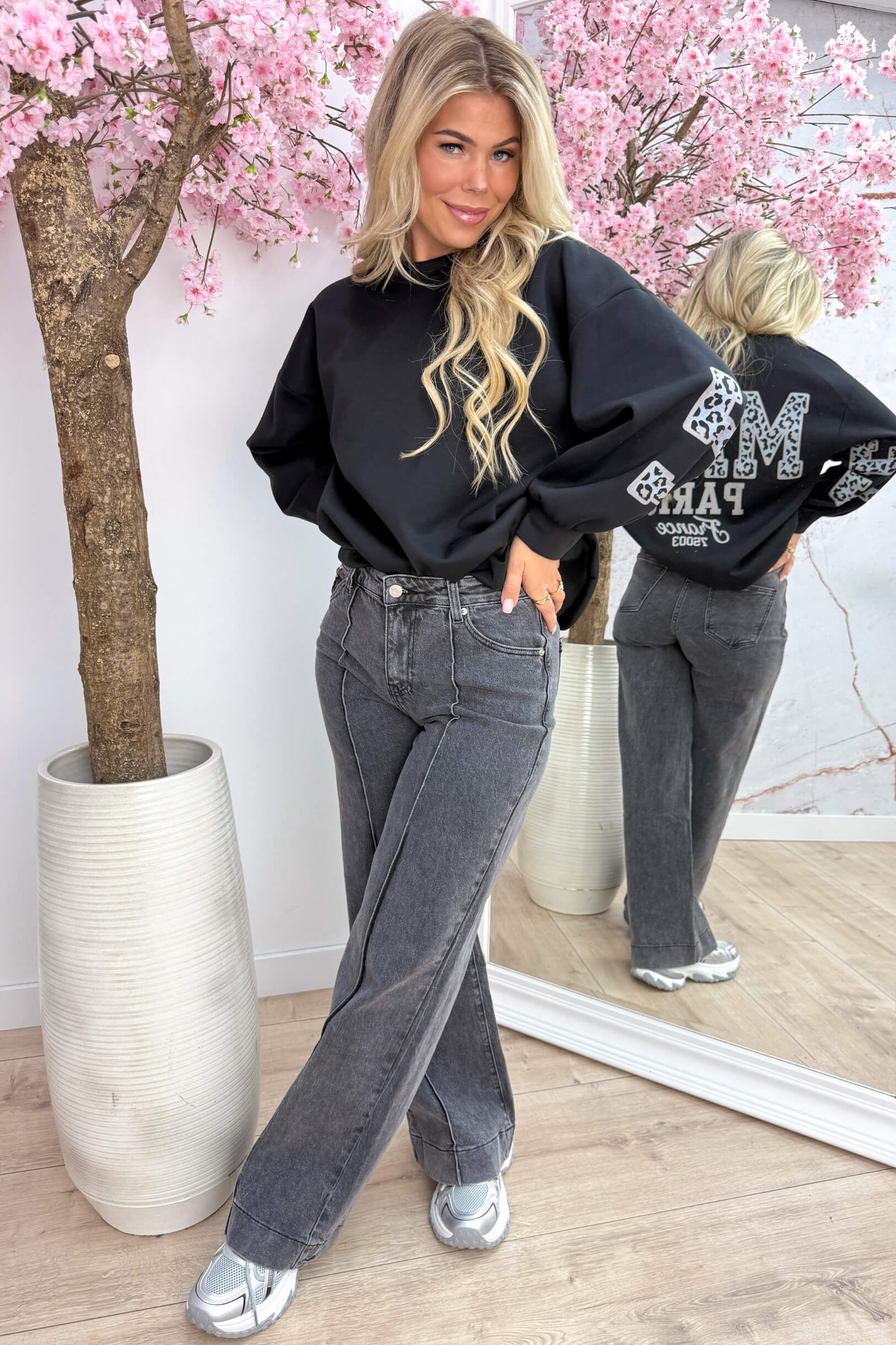 Le marais leopard sweater - Zwart