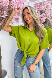 Basic knot blouse - Olijf