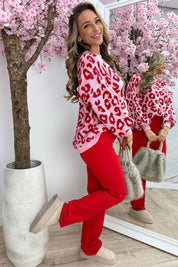 Pop of leopard trui - Rood