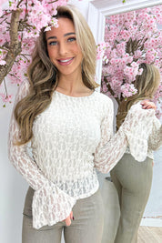 Perfectly flairy lace topje - Beige