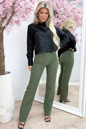 Wavy embroidery blouse - Zwart
