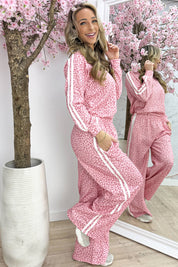 Leopard stripe comfy co-ord - Roze