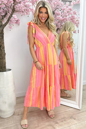 Es vedra cotton tie dress - Koraal
