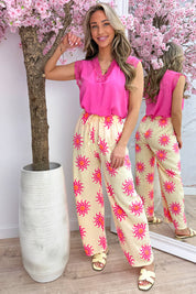 Sunny side flowy pants - Geel