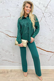 Merry & bright paillet blouse - Groen